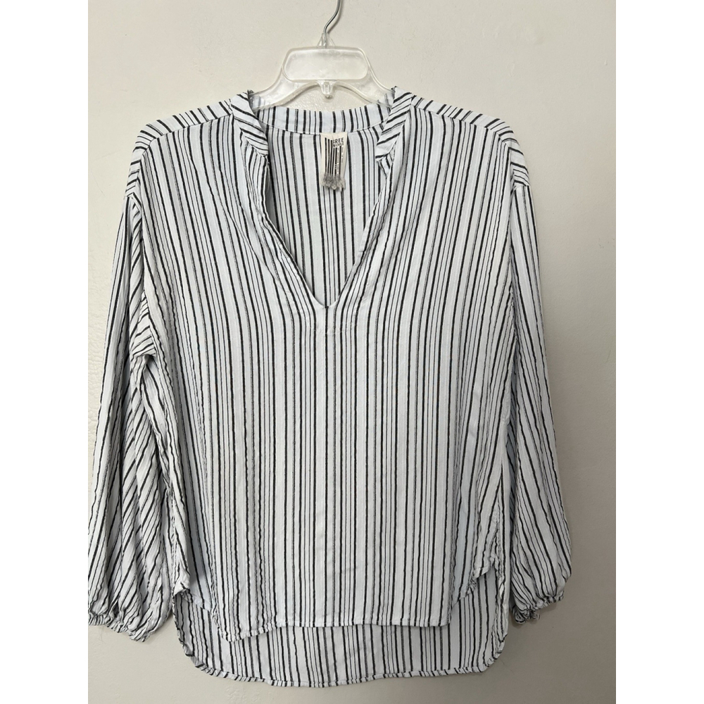 Free People Boho Slouchy Oversized Stripe Rhythm of the Night V-neck Tunic Top S